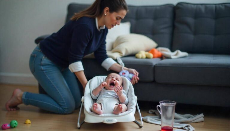 maman qui cherche la tétine de bébé