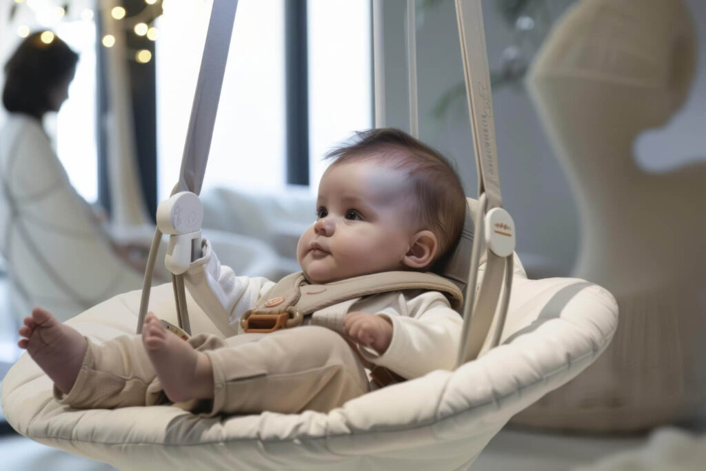 enfant dans une balancoire bébé